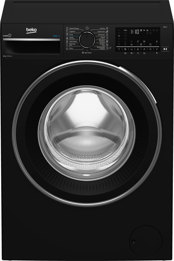 غساله بيكو 10ك 1600 لفه بخار ديجيتال اسود انفرتر بلوتوث B3WFU501040BCI