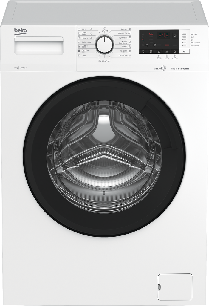 غساله بيكو 7ك 1000 لفه ابيض ديجيتال باب كبير اسود WTV7512XWCI