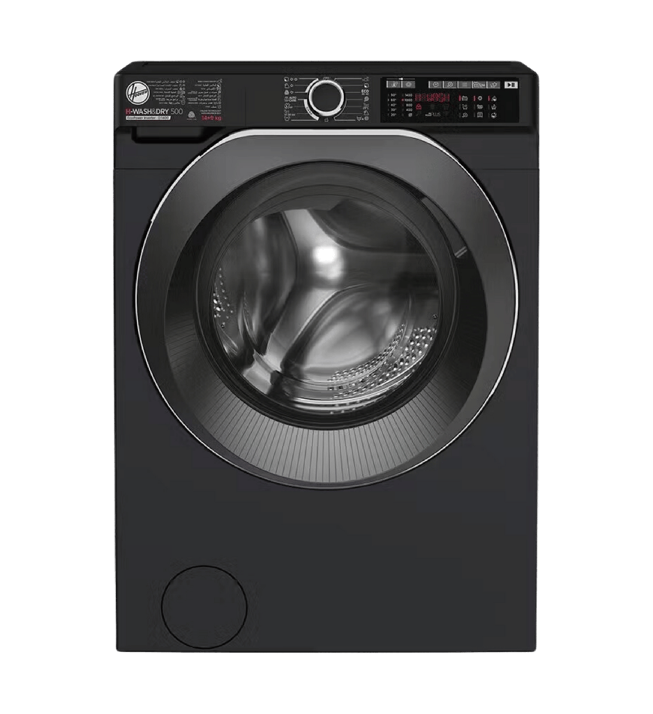 غساله هوفر 14ك مجفف 9ك 1400 لفه اسود باب اسود WIFI انفرتر بالبخار HDP4149AMBCB-EGY