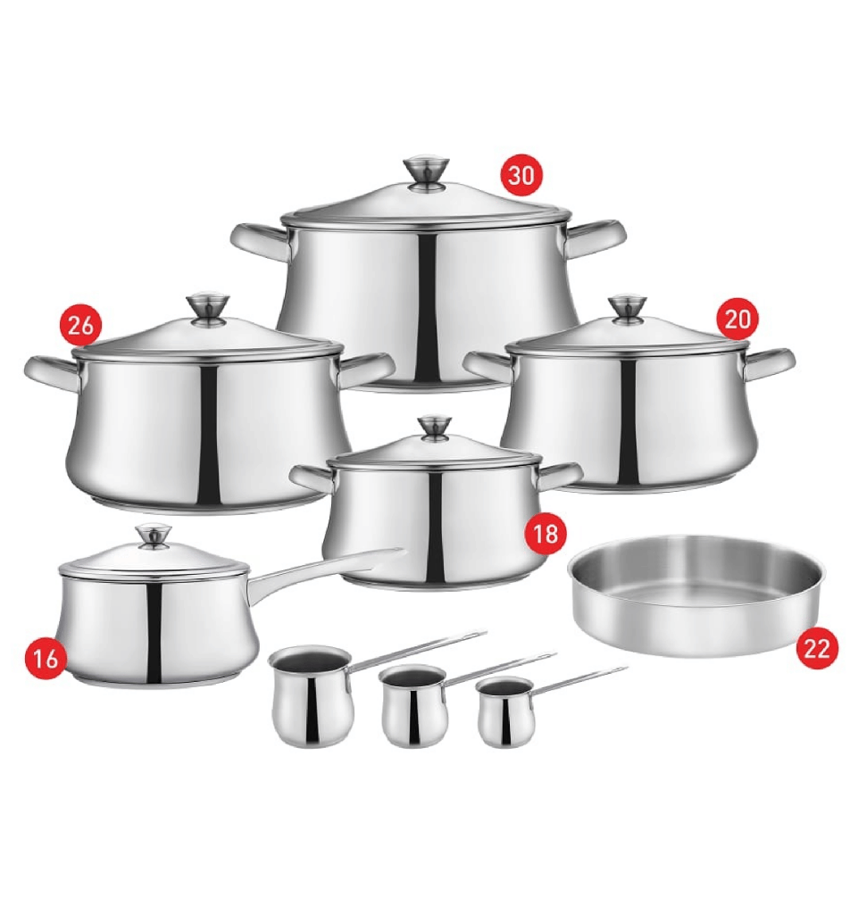 طقم زهران كلاسيك 14 + كسروله 16 + صينيه 22 + 3 كنك