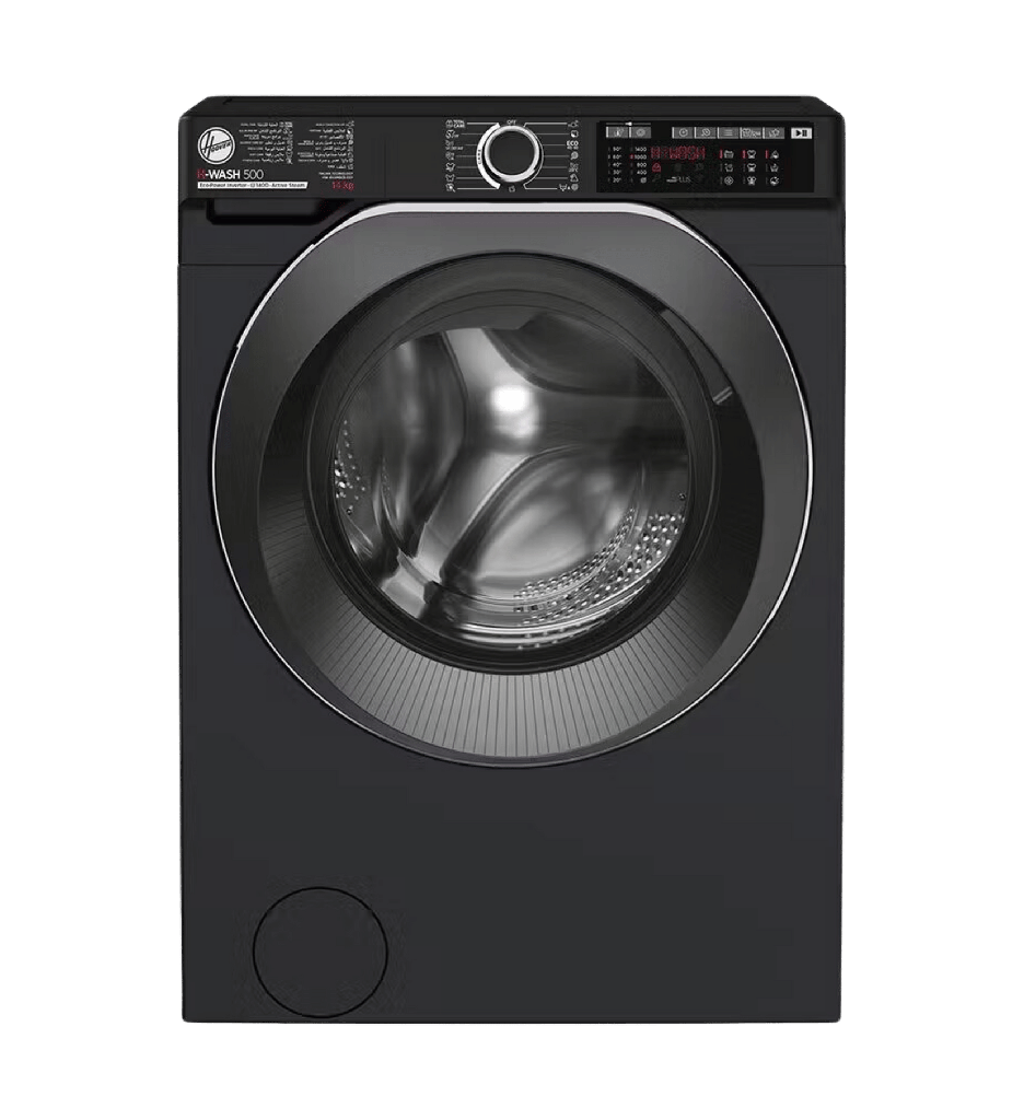 غساله هوفر 14ك 1400 لفه اسود باب اسود انفرتر WIFI بخاصيه البخار  HW414AMBCB-EGY