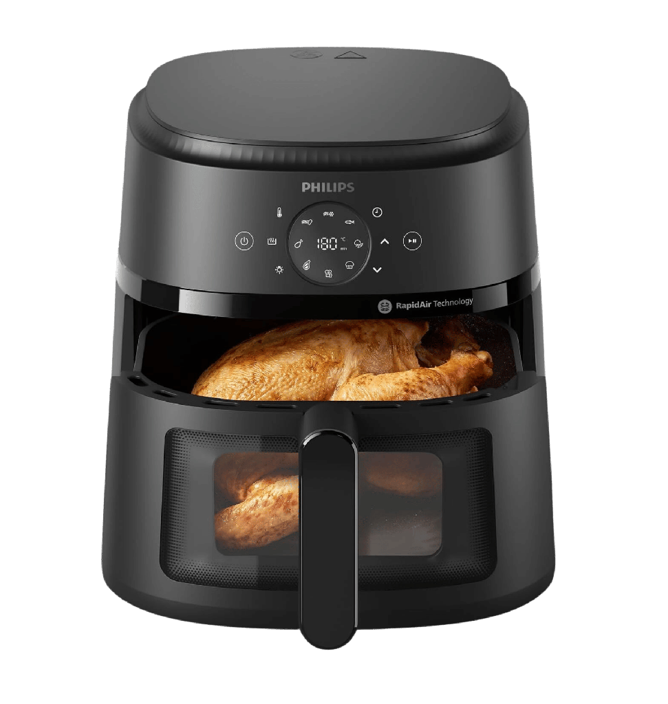 قلايه فيليبس 6.2 لتر 1700 وات ديجيتال اسود باب شفاف بضمان I2 موديل NA230/00