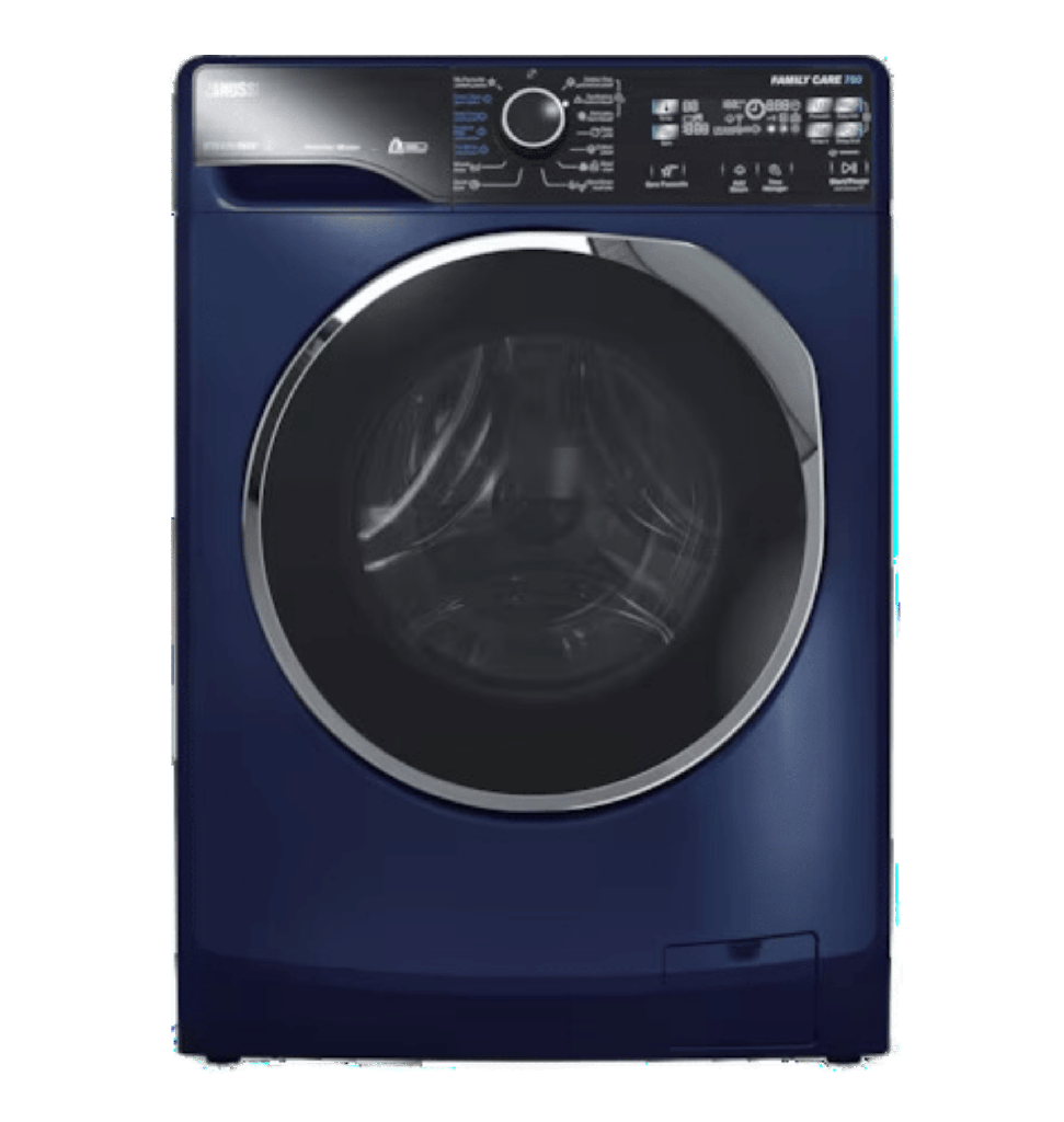 غساله زانوسي 8ك 1200 لفه TC2 ازرق ميد نايت باب مزدوج اسود إطار كروم انفرتر ZWF8221ML7