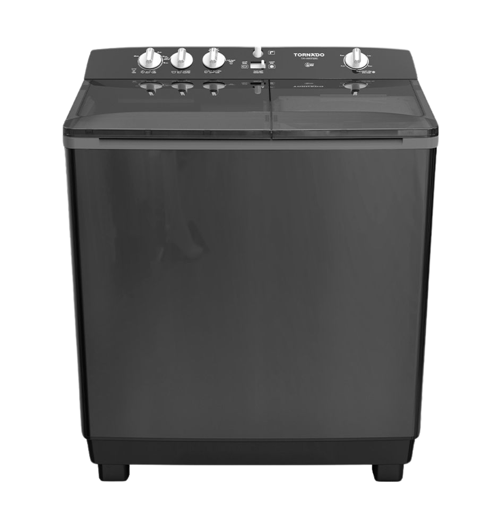 غساله تورنيدو هاف 12ك حوضين جسم معدني بالطلمبه اسود TVH-HM12TSP(BK)