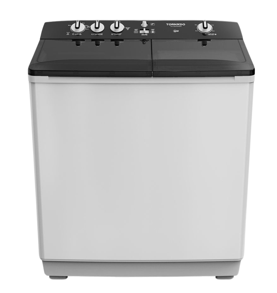 غساله تورنيدو هاف 12ك حوضين جسم معدني بالطلمبه ابيض TVH-HM12TSP(WK)