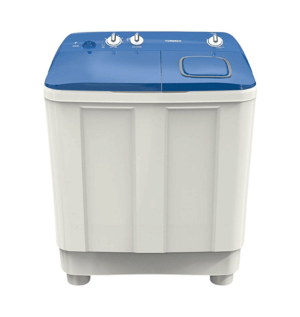 غساله تورنيدو هاف 7ك حوضين الشكل الجديد بالطلمبه غطاء ازرق TMH-HS07CP(WB)