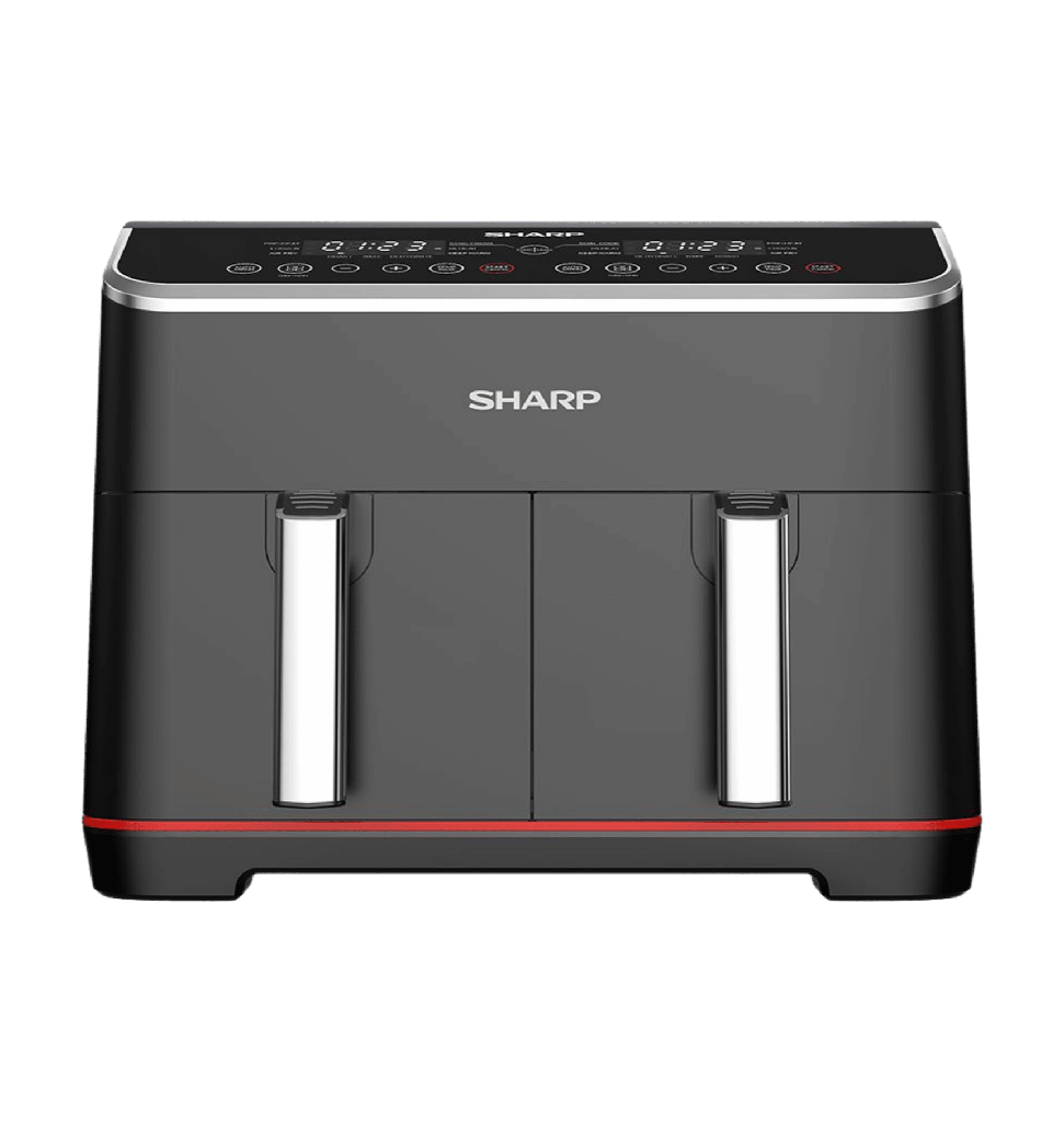 قلايه هوائيه شارب 8لتر 1800وات ديجيتال دابل 2 درج بضمان العربي KF-DF80RT-EK2