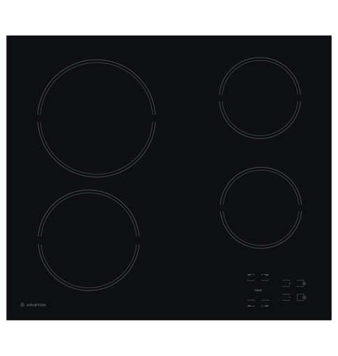 [103214] مسطح اريستون 60 سم زجاج سيراميك اسود تاتش  HR 611 C A