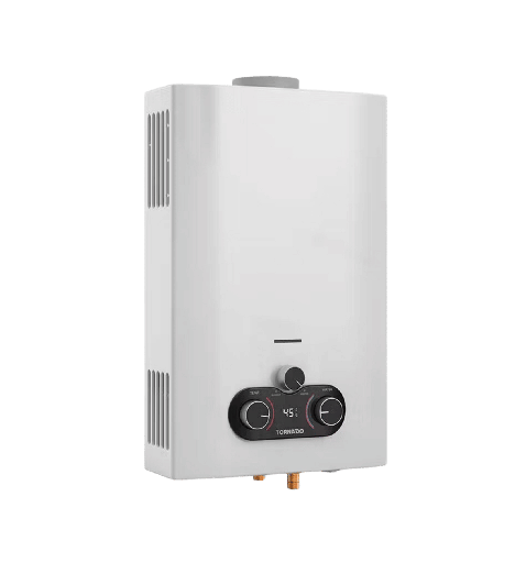 [2002974] سخان غاز تورنيدو 10 لتر غاز طبيعي ديجيتال مجهز لادابتر (مالتي باور) ابيض الجديد GH-MP10SN-W