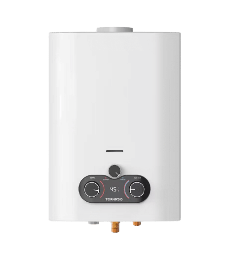 [2002976] سخان غاز تورنيدو 10 لتر غاز طبيعي ديجيتال ابيض نحاس الجديد GHE-C10BNE-W