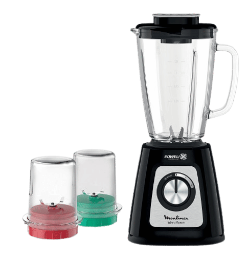 [2003934] خلاط مولينكس 800 وات اسود 1.75 لتر دورق زجاج بمطحنه + مبشره مصري LM4358EG