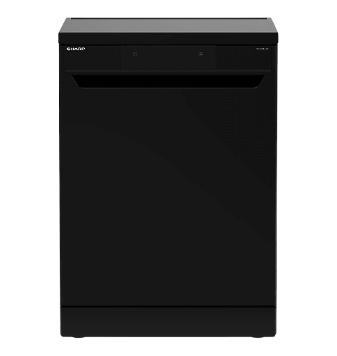 [2004283] غساله اطباق شارب 14 فرد اسود 10 برنامج ديجيتال انفرتر تانك تخزين تنظيف بالبخار وتجفيف وغسيل صامت 3 رف 3 رشاش QW-V1014A-BK